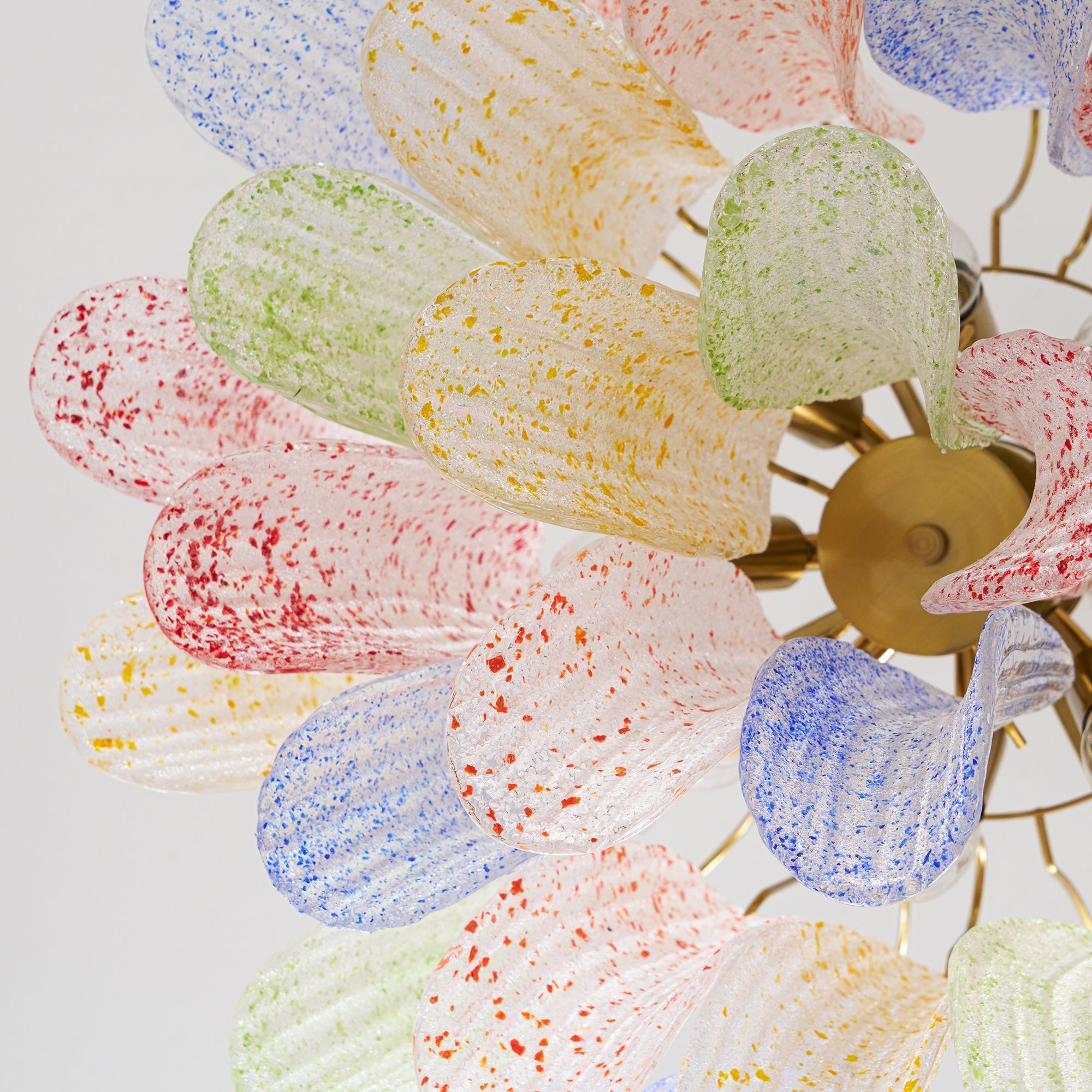Chandelier Glass Petals Metal Frame Colorful Artistic Ambience