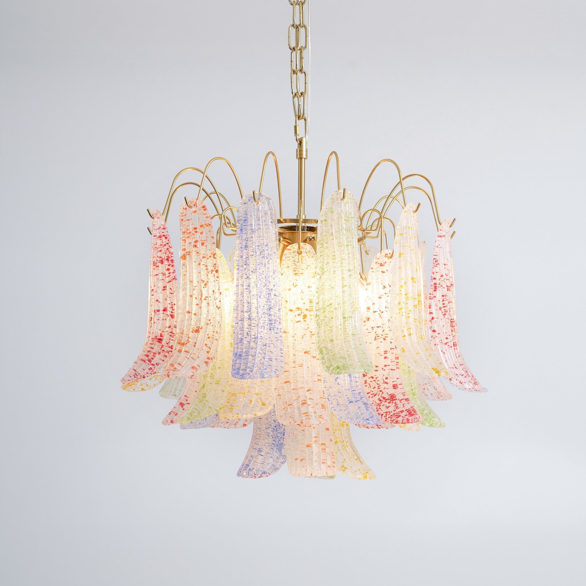 Chandelier Glass Petals Metal Frame Colorful Artistic Ambience