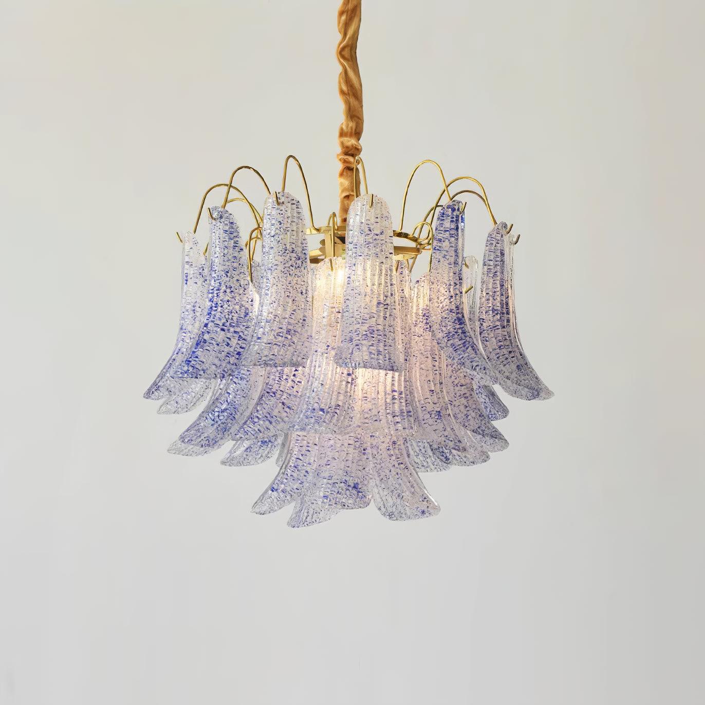 Chandelier Glass Petals Metal Frame Colorful Artistic Ambience