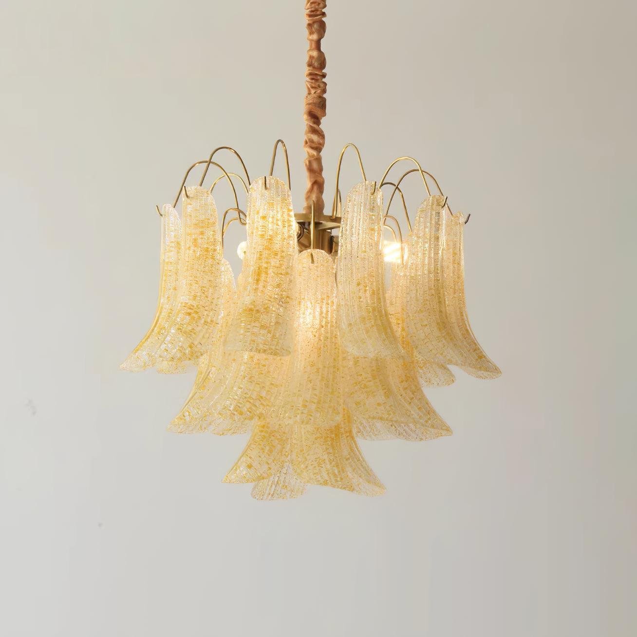 Chandelier Glass Petals Metal Frame Colorful Artistic Ambience