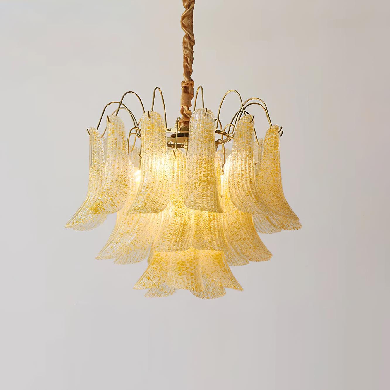 Chandelier Glass Petals Metal Frame Colorful Artistic Ambience