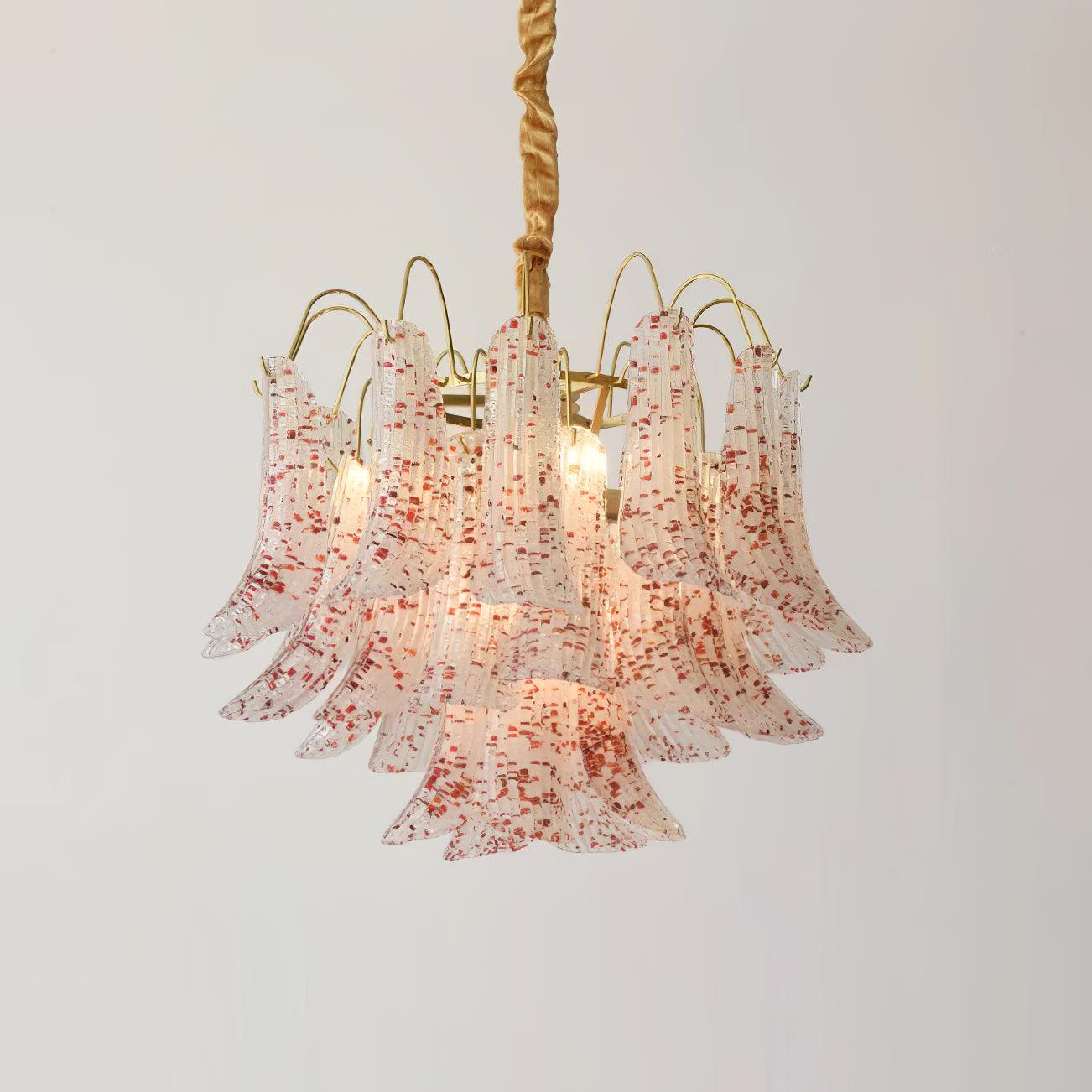 Chandelier Glass Petals Metal Frame Colorful Artistic Ambience