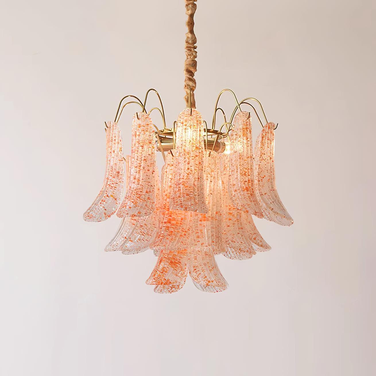 Chandelier Glass Petals Metal Frame Colorful Artistic Ambience