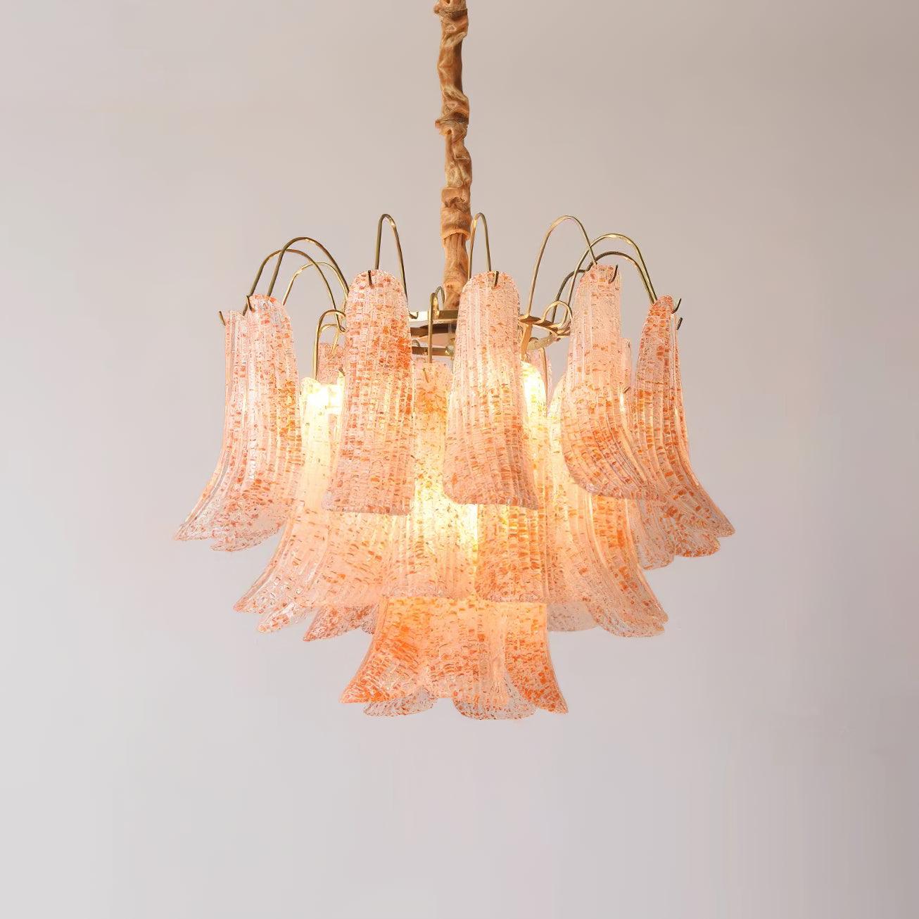 Chandelier Glass Petals Metal Frame Colorful Artistic Ambience