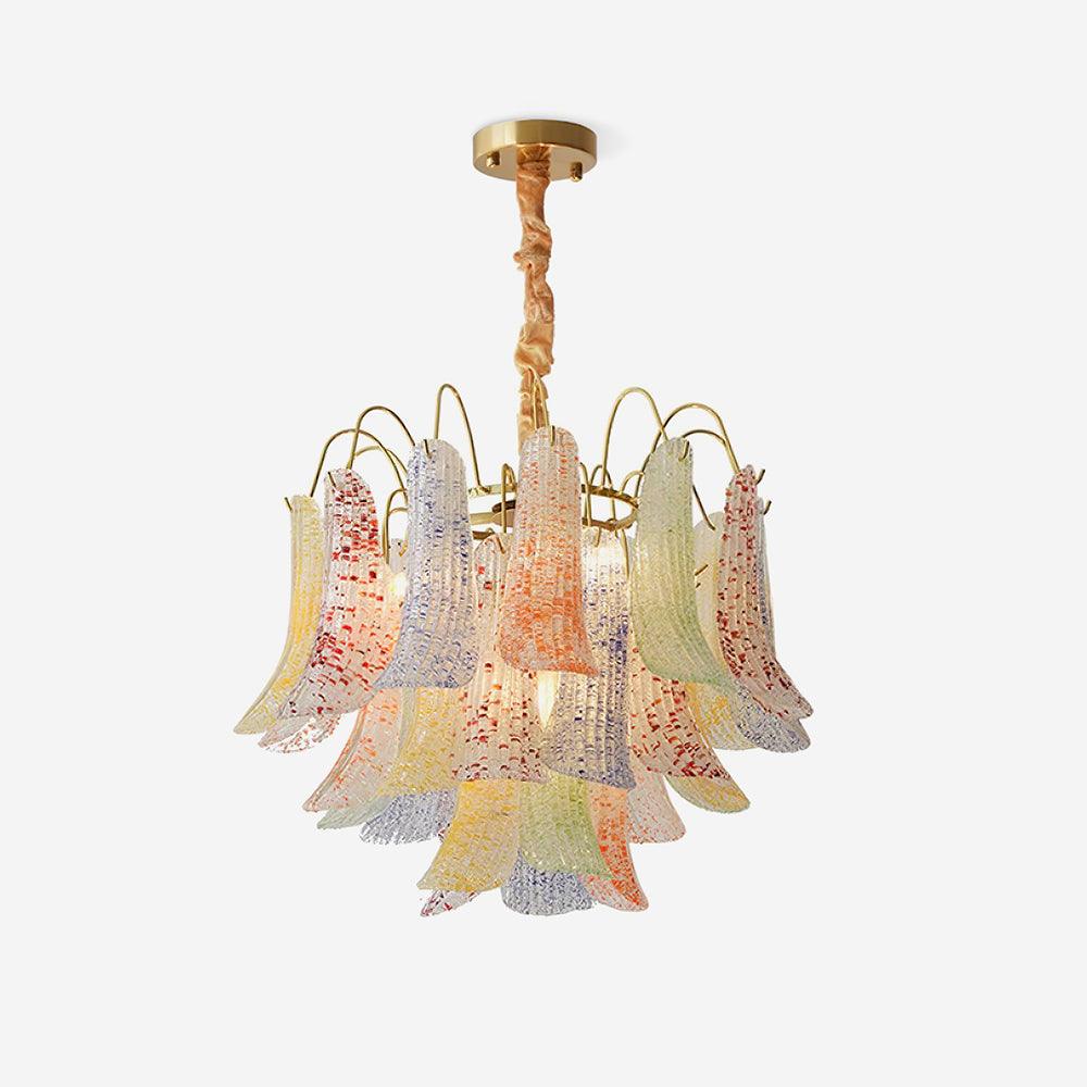 Chandelier Glass Petals Metal Frame Colorful Artistic Ambience