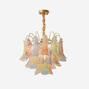 Chandelier Glass Petals Metal Frame Colorful Artistic Ambience