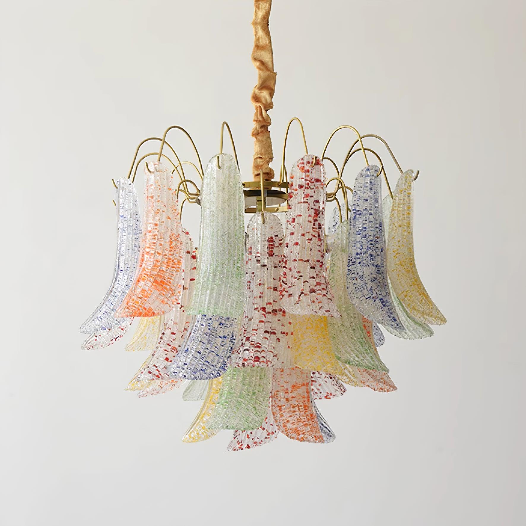 Chandelier Glass Petals Metal Frame Colorful Artistic Ambience