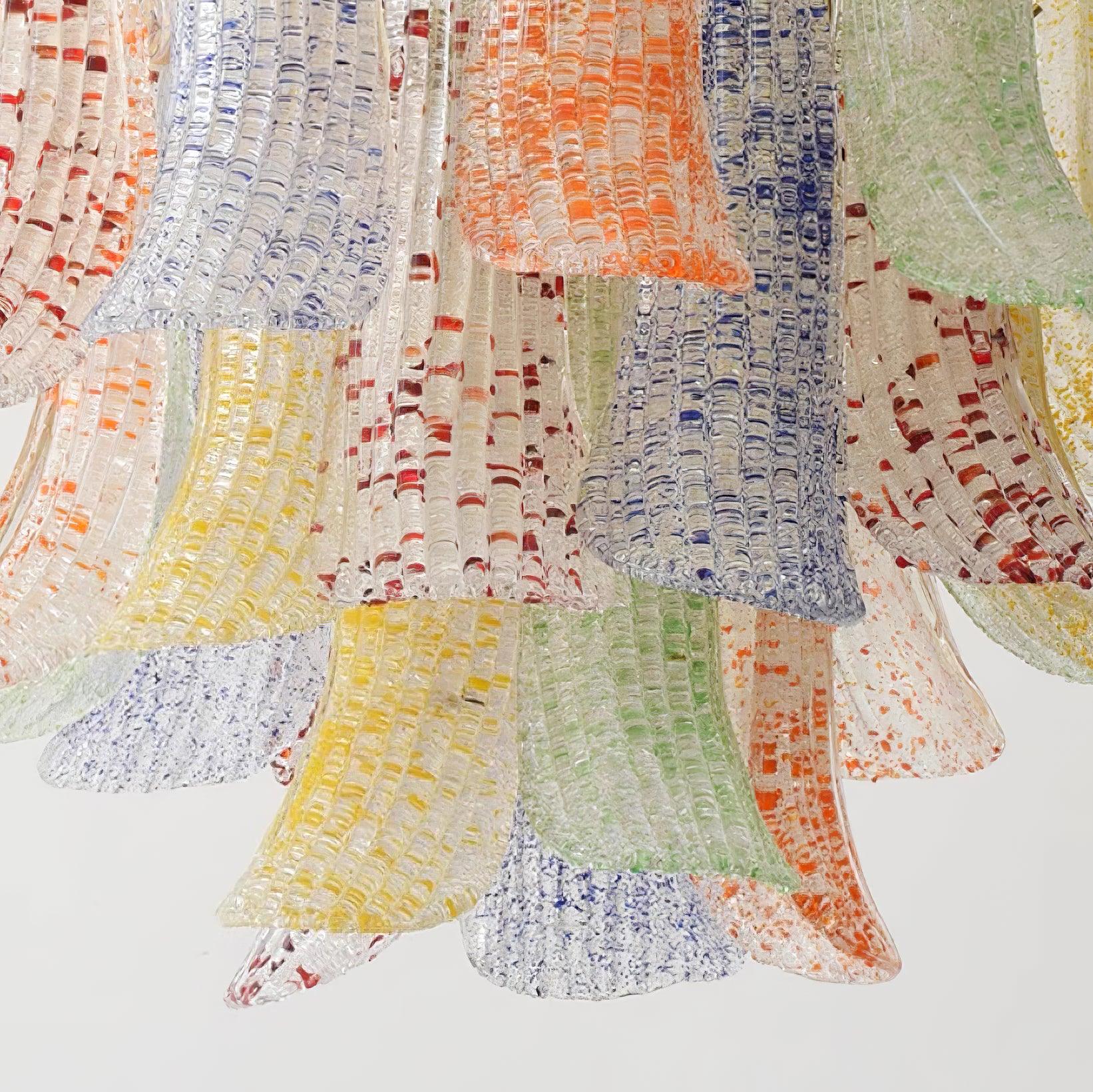 Chandelier Glass Petals Metal Frame Colorful Artistic Ambience
