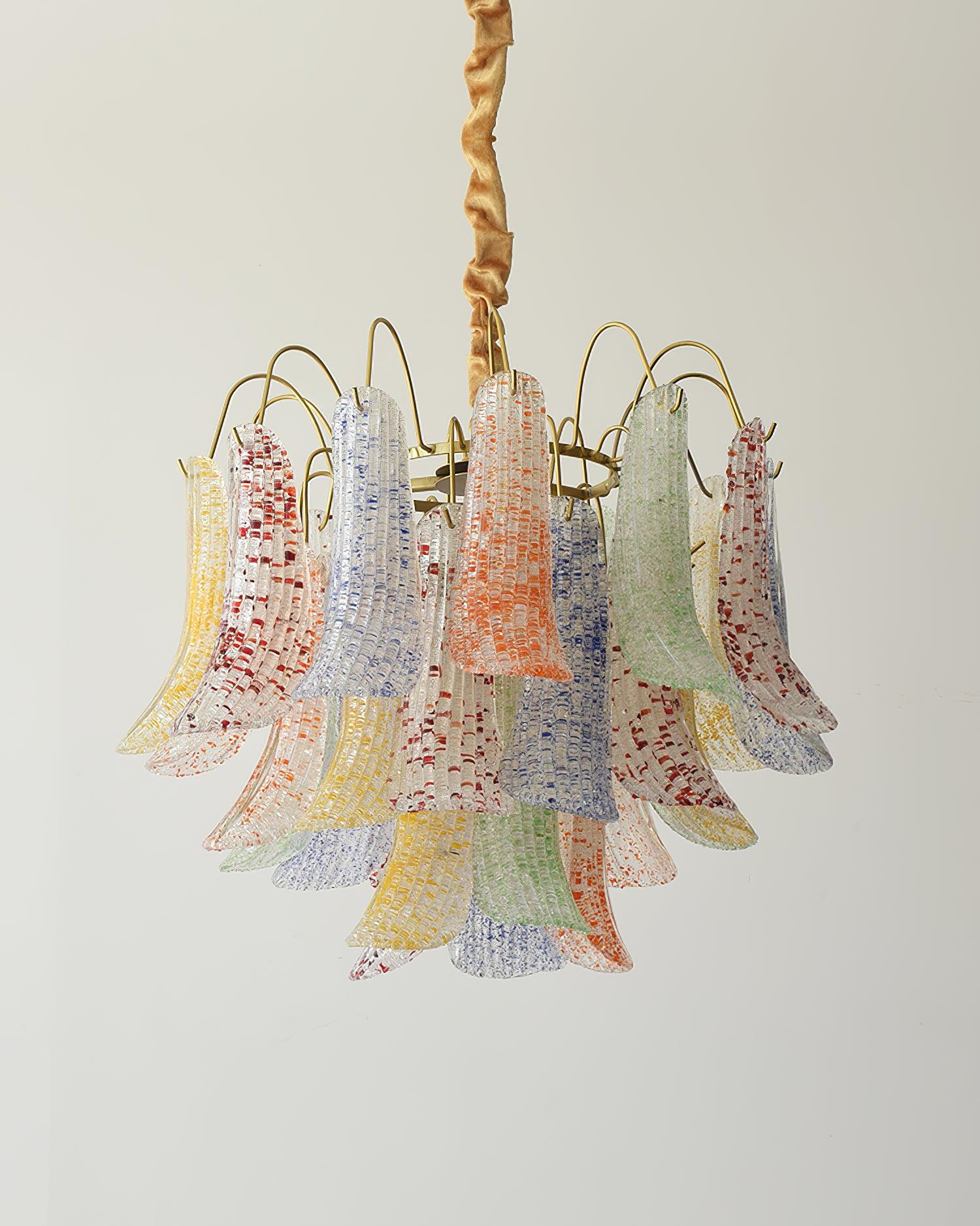 Chandelier Glass Petals Metal Frame Colorful Artistic Ambience