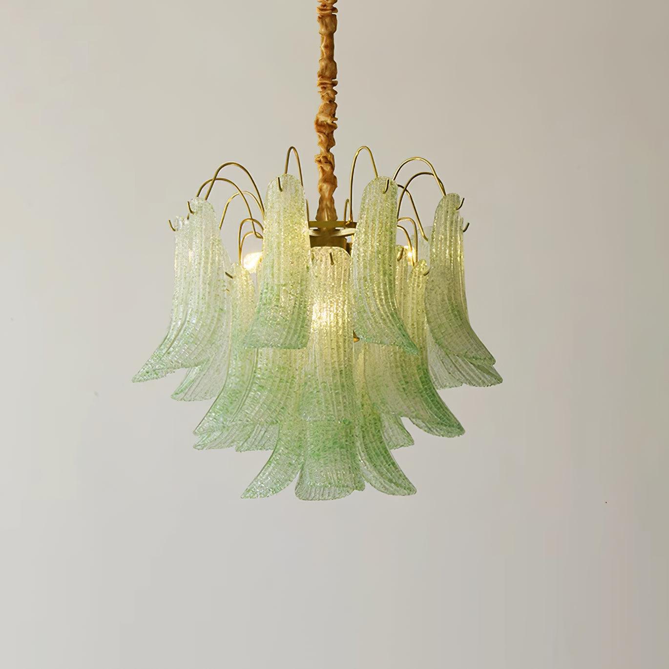 Chandelier Glass Petals Metal Frame Colorful Artistic Ambience