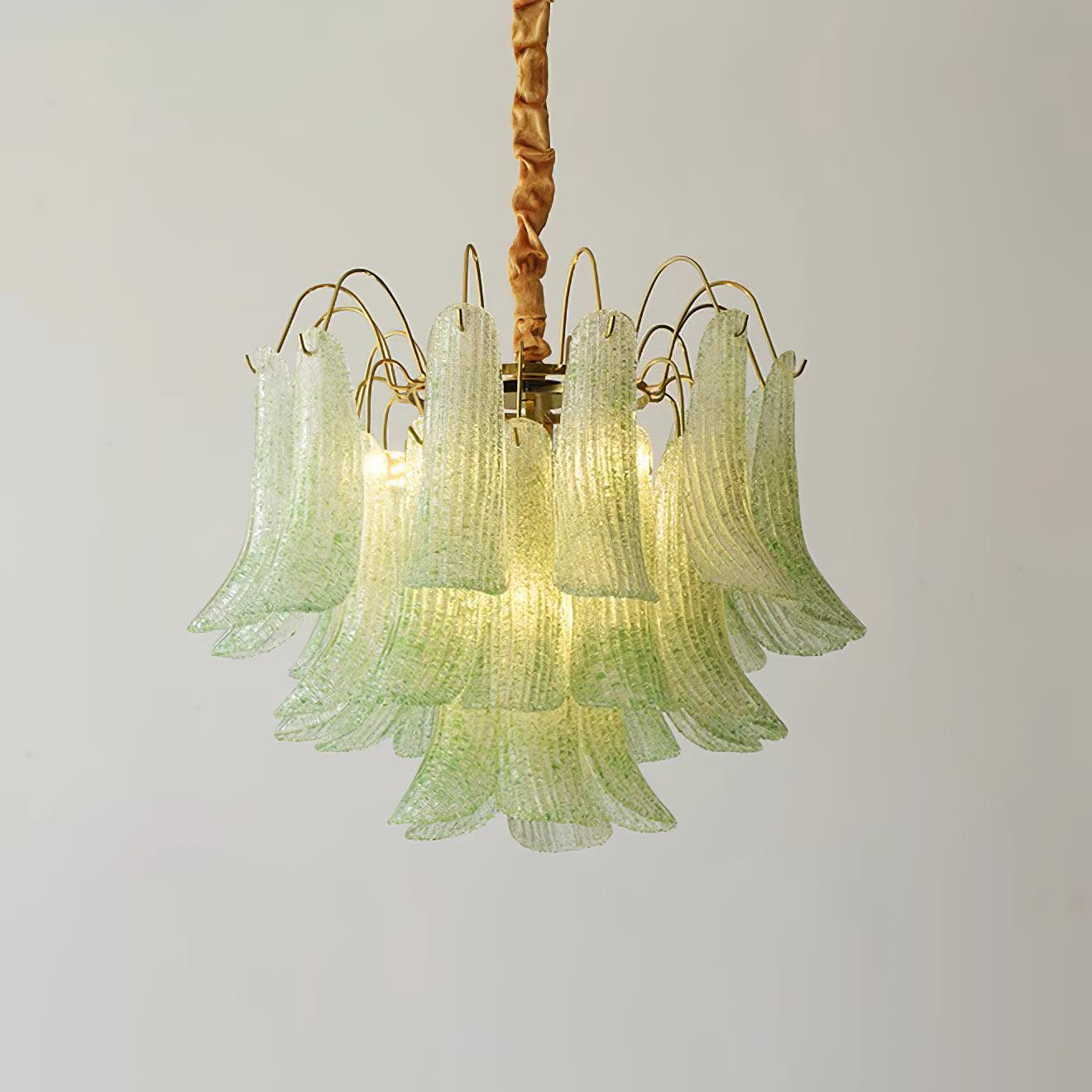 Chandelier Glass Petals Metal Frame Colorful Artistic Ambience