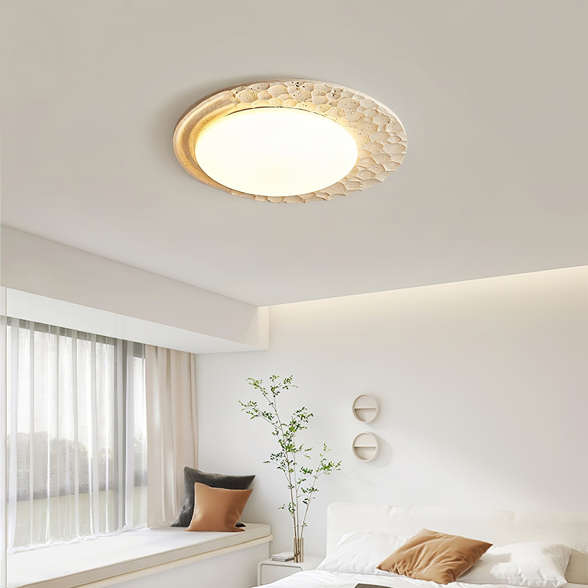 Ivsoris Textured Travertine Ceiling Light-Neutral Decor