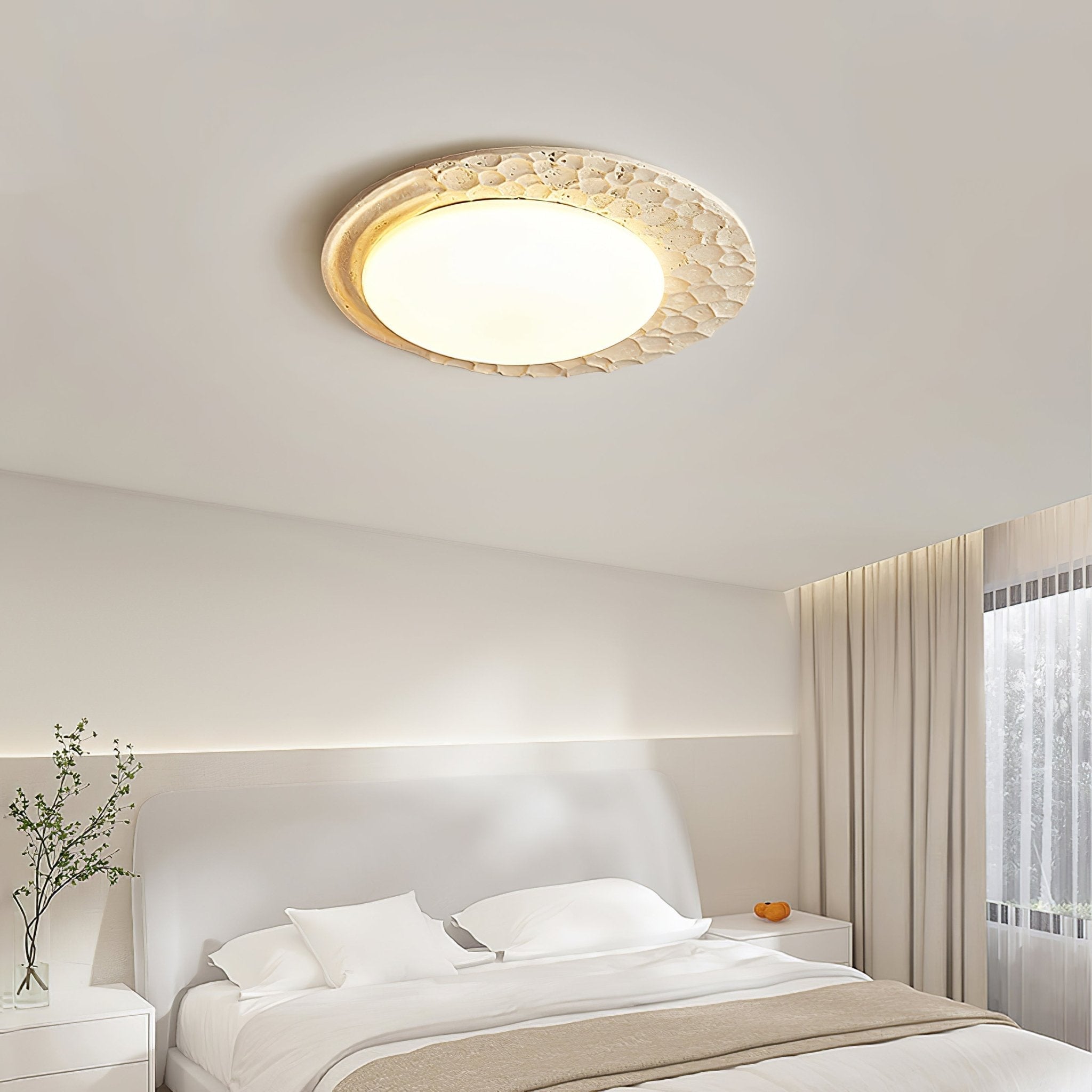 Ivsoris Textured Travertine Ceiling Light-Neutral Decor