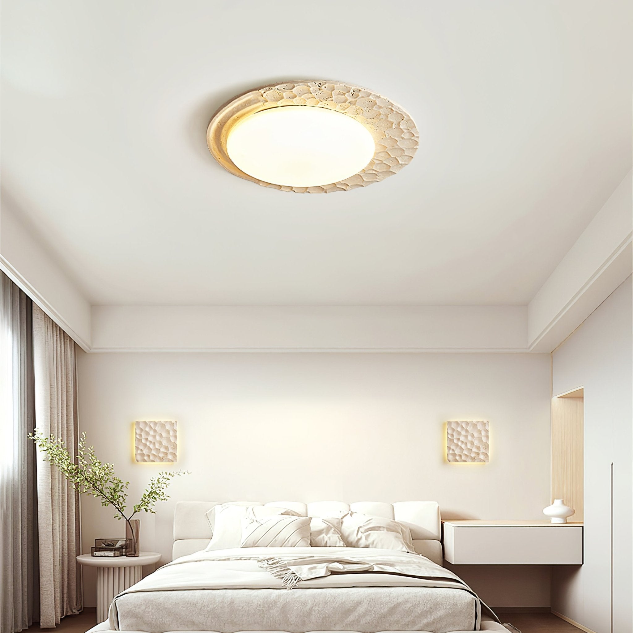 Ivsoris Textured Travertine Ceiling Light-Neutral Decor