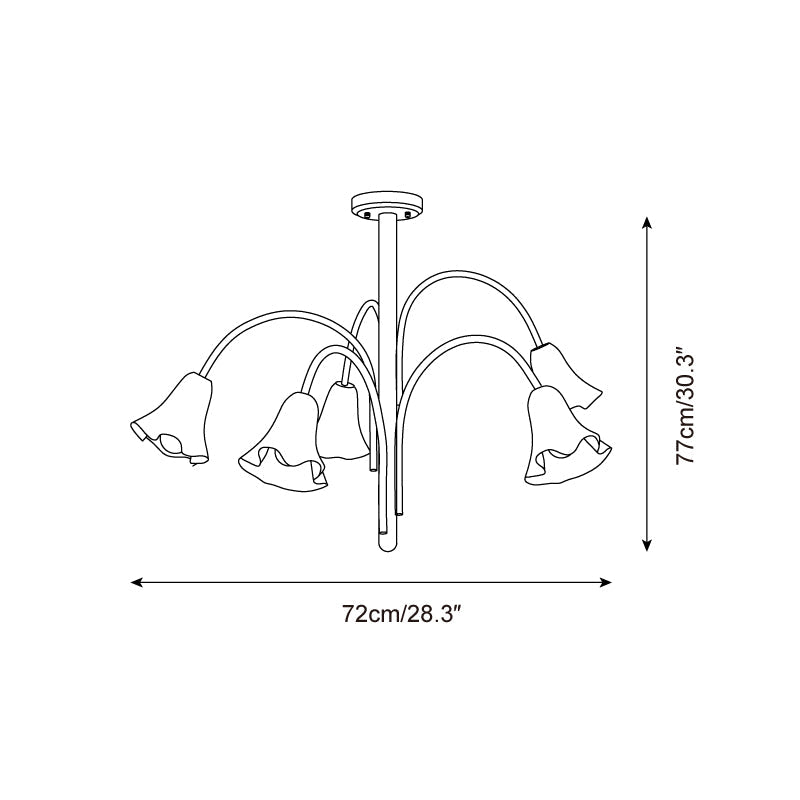 Eloria Chandelier Flower-Shaped Glass Gold Arms-Neutral Decor
