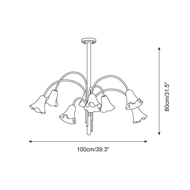 Eloria Chandelier Flower-Shaped Glass Gold Arms-Neutral Decor