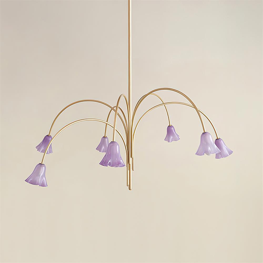 Eloria Chandelier Flower-Shaped Glass Gold Arms-Neutral Decor