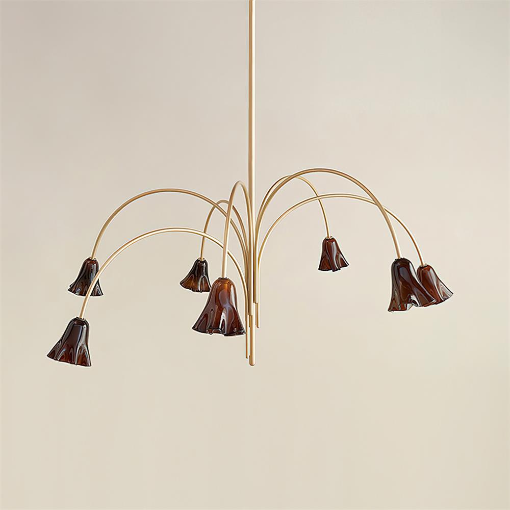 Eloria Chandelier Flower-Shaped Glass Gold Arms-Neutral Decor