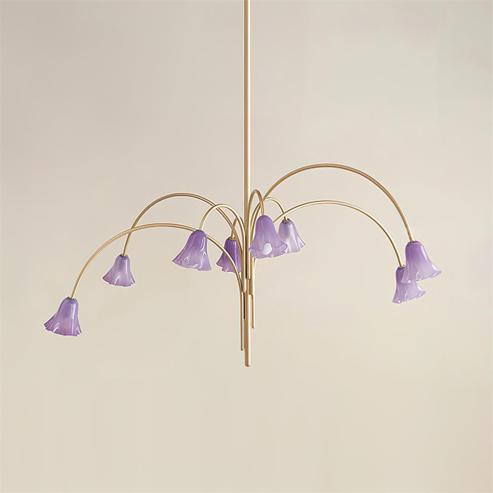 Eloria Chandelier Flower-Shaped Glass Gold Arms-Neutral Decor