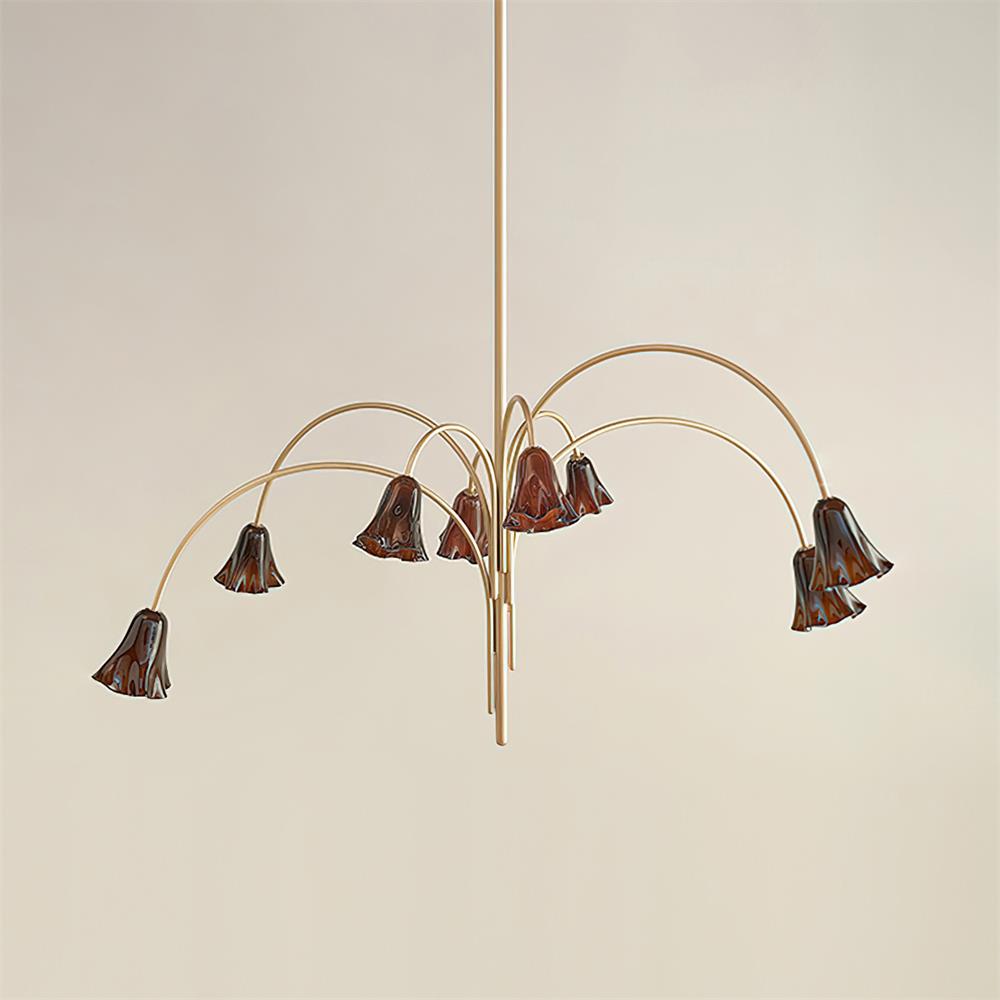 Eloria Chandelier Flower-Shaped Glass Gold Arms-Neutral Decor