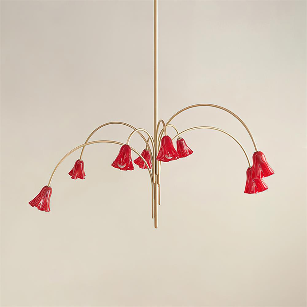 Eloria Chandelier Flower-Shaped Glass Gold Arms-Neutral Decor
