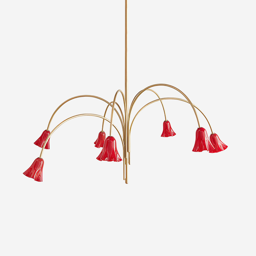 Eloria Chandelier Flower-Shaped Glass Gold Arms-Neutral Decor