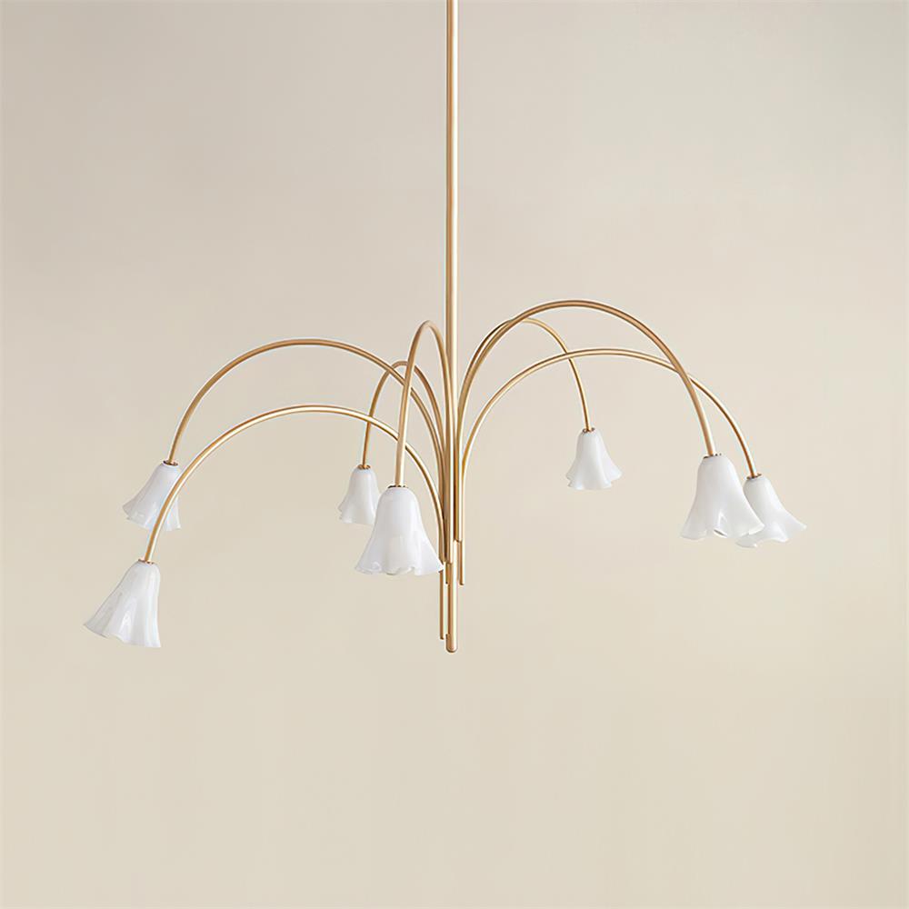 Eloria Chandelier Flower-Shaped Glass Gold Arms-Neutral Decor