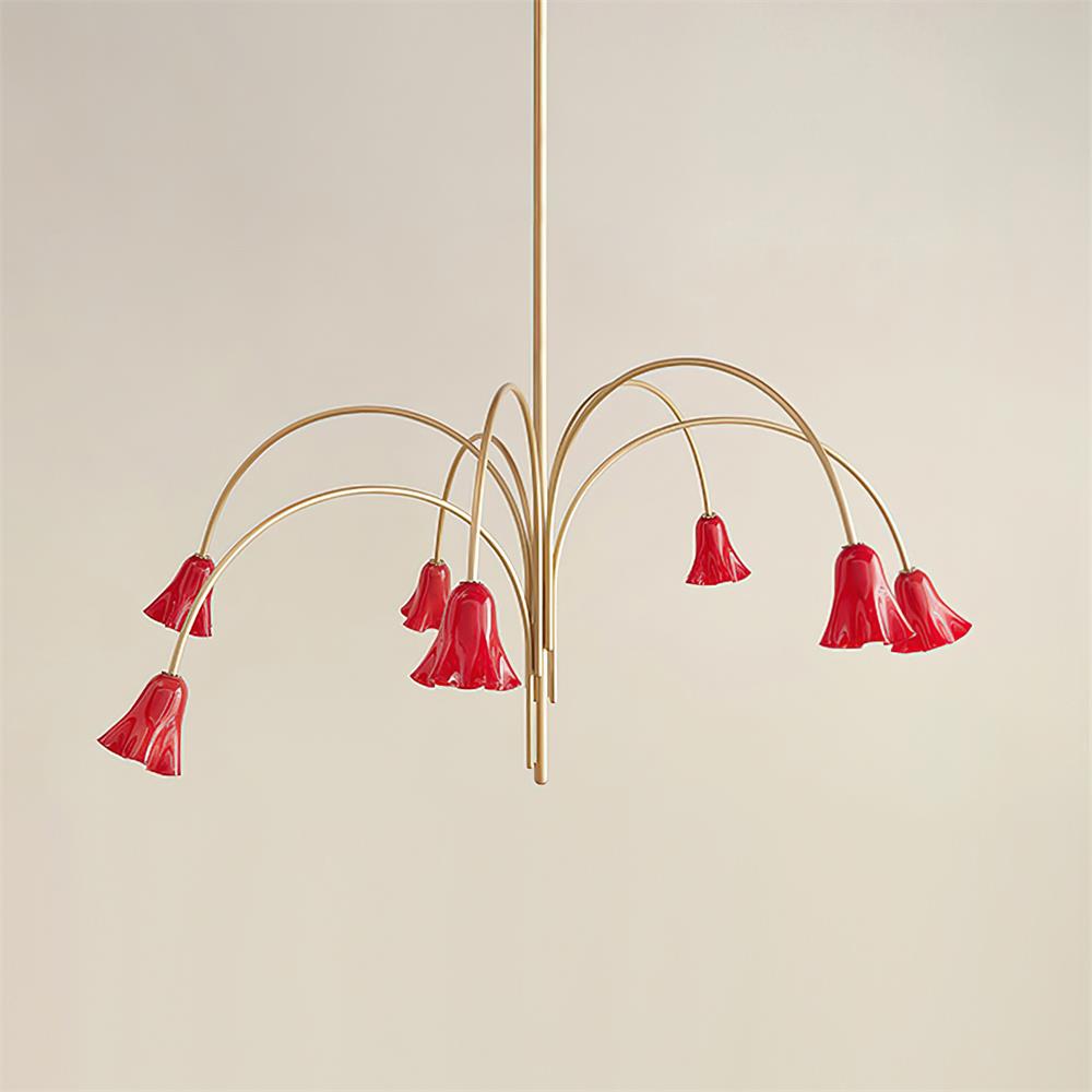 Eloria Chandelier Flower-Shaped Glass Gold Arms-Neutral Decor