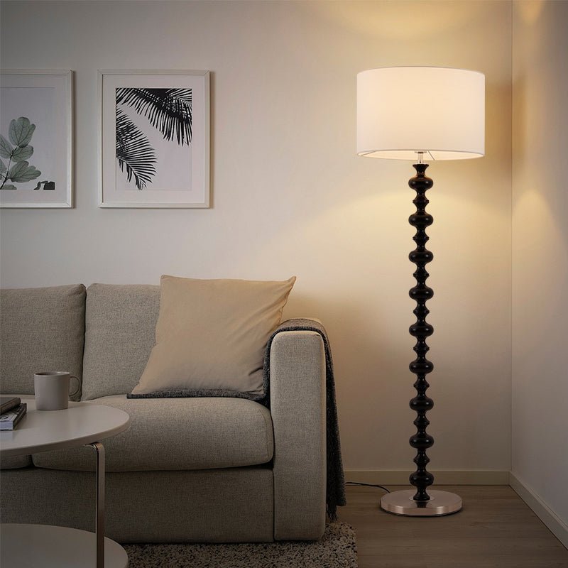 Eloisen Wood Fabric Minimalistic Floor Lamp-Neutral Decor