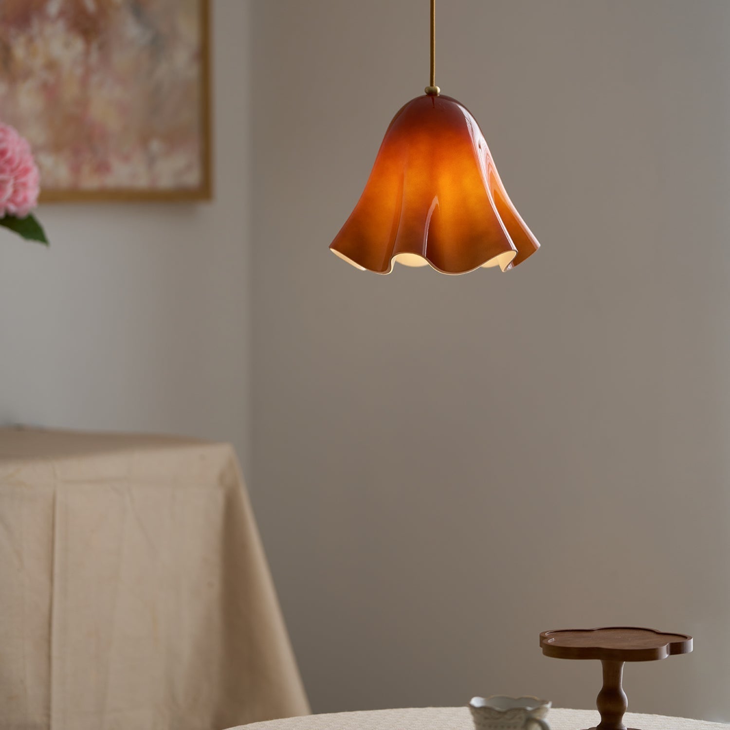 Arden Bell Glass Pendant Light-Neutral Decor