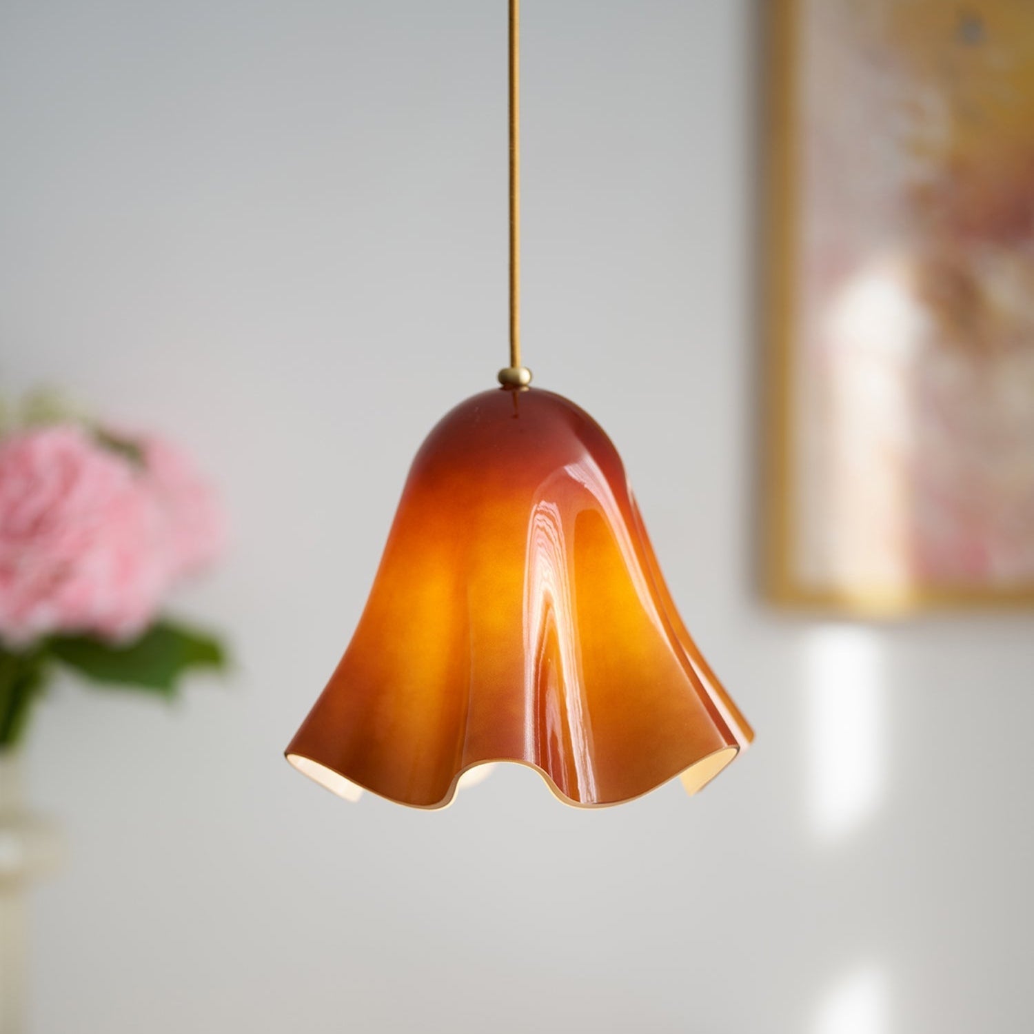 Arden Bell Glass Pendant Light-Neutral Decor