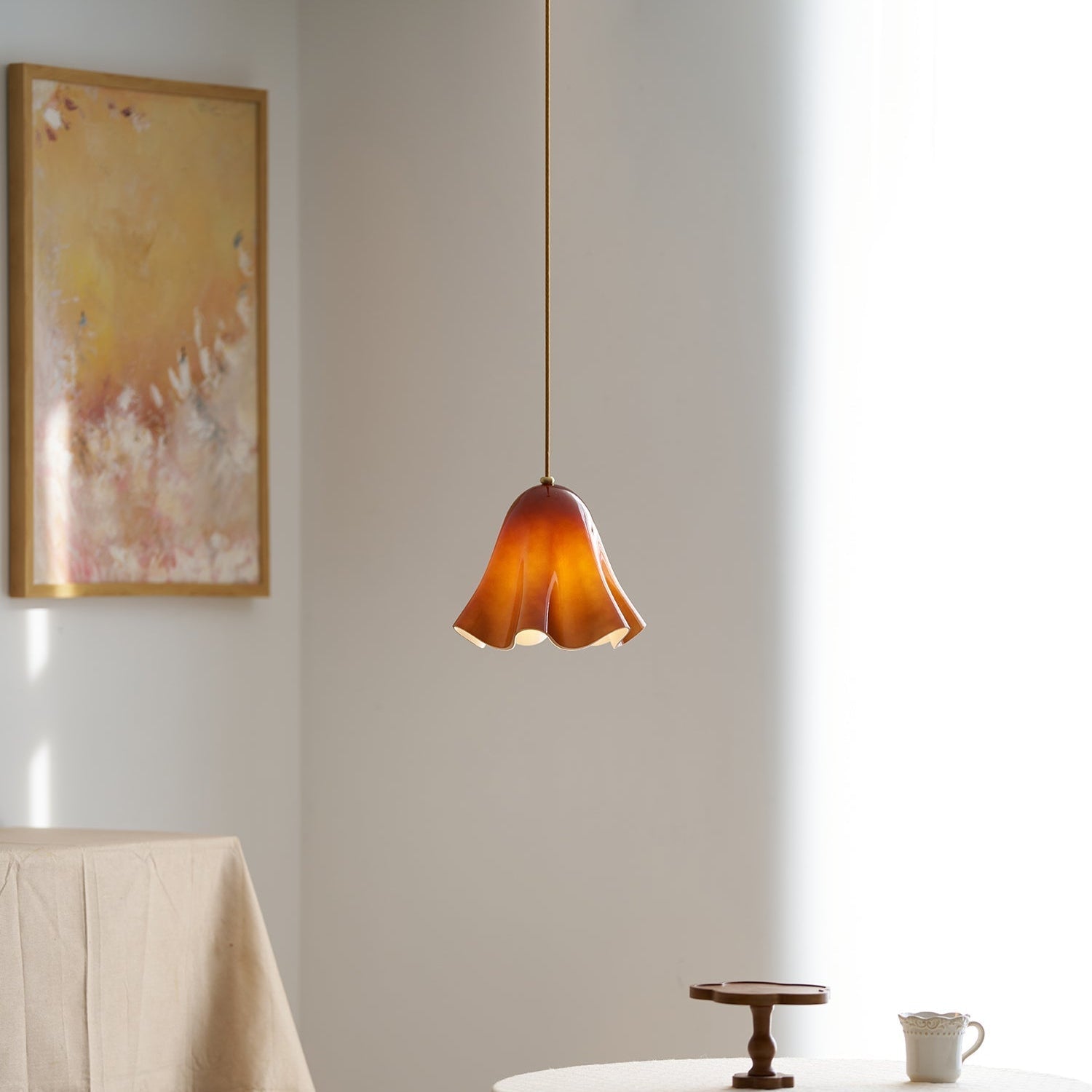 Arden Bell Glass Pendant Light-Neutral Decor