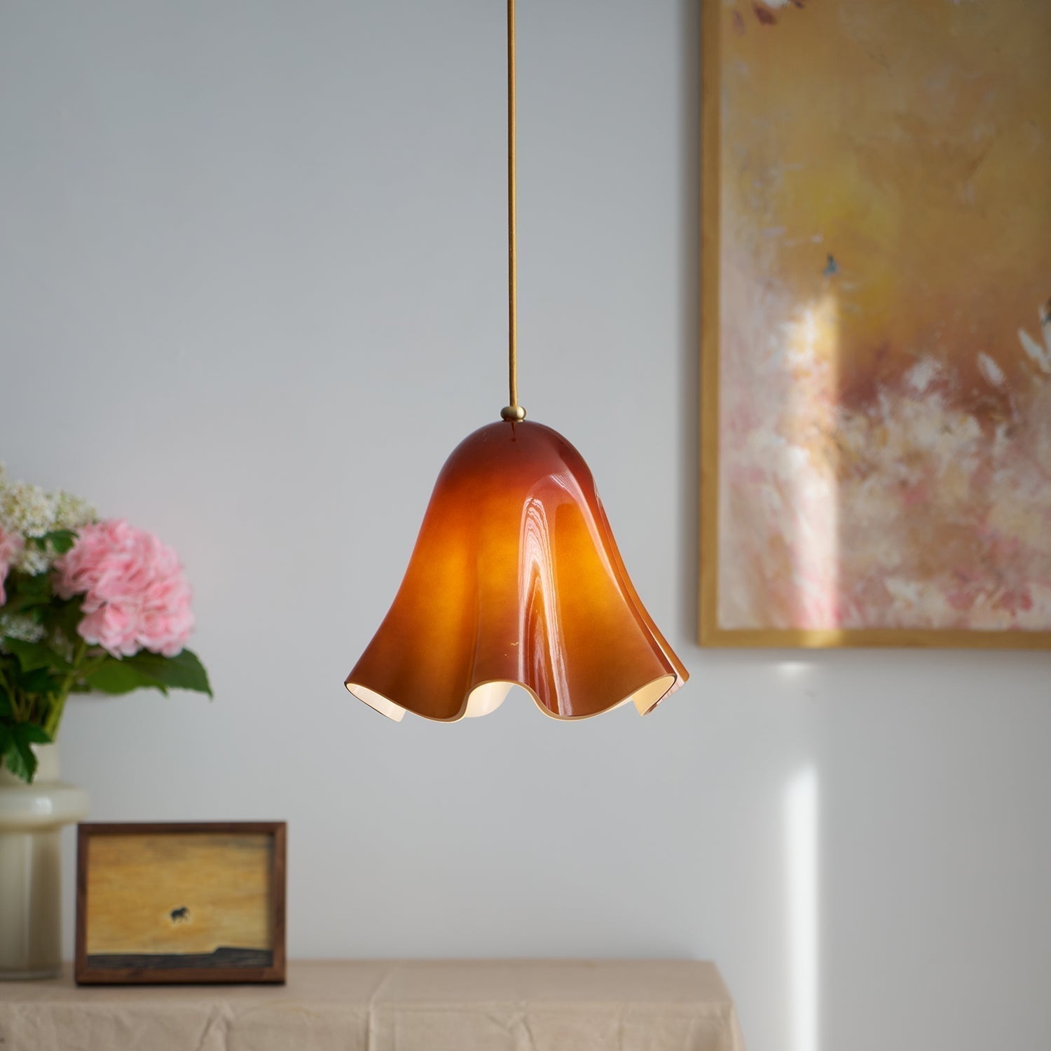 Arden Bell Glass Pendant Light-Neutral Decor
