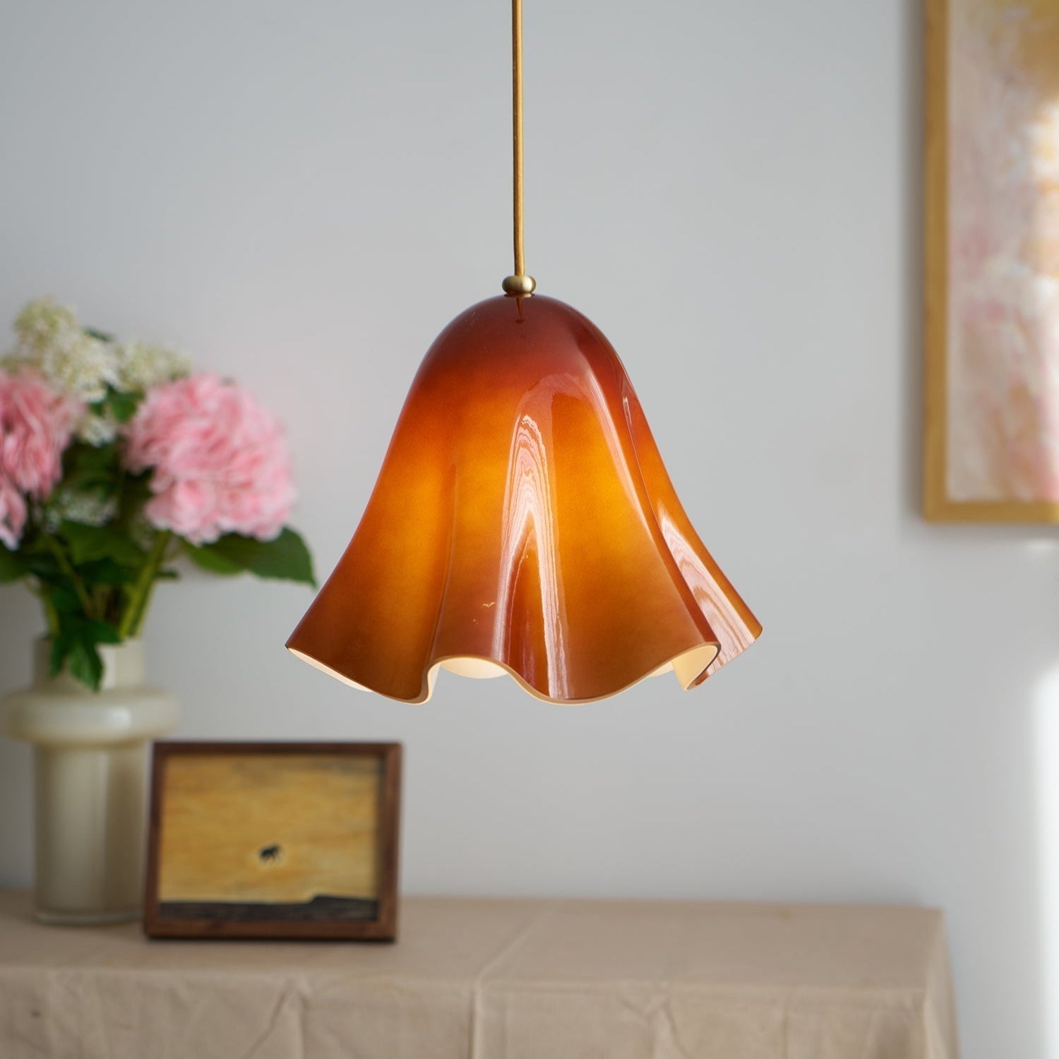 Arden Bell Glass Pendant Light-Neutral Decor