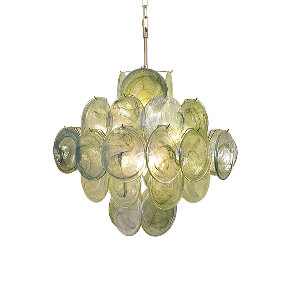 Elowen Chandelier Green Murano Glass Disc Nature-Neutral Decor