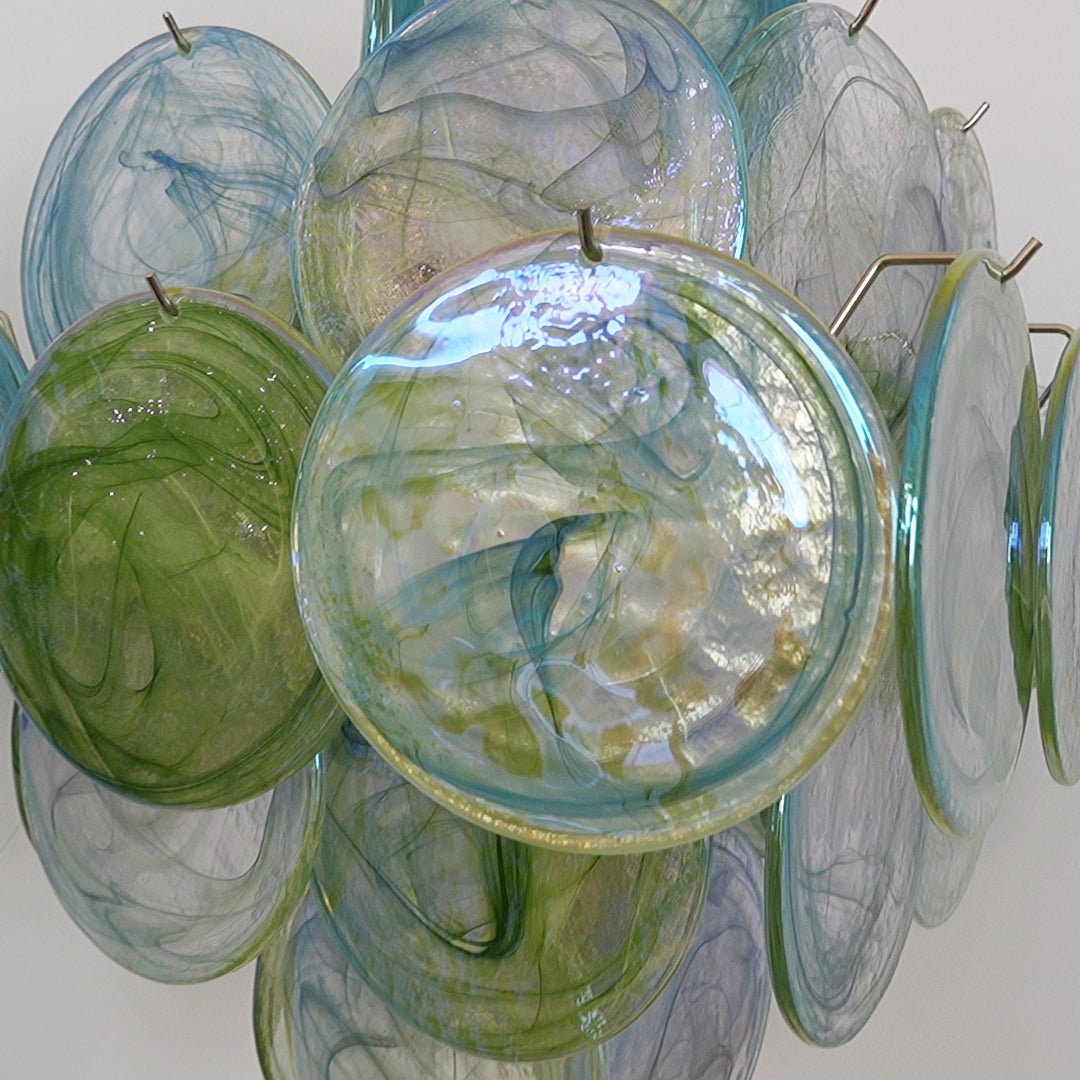 Elowen Chandelier Green Murano Glass Disc Nature-Neutral Decor