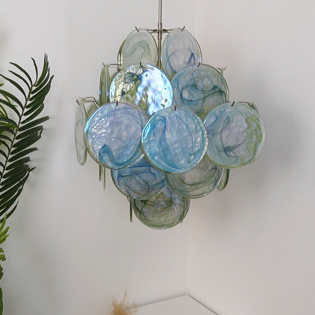 Elowen Chandelier Green Murano Glass Disc Nature-Neutral Decor