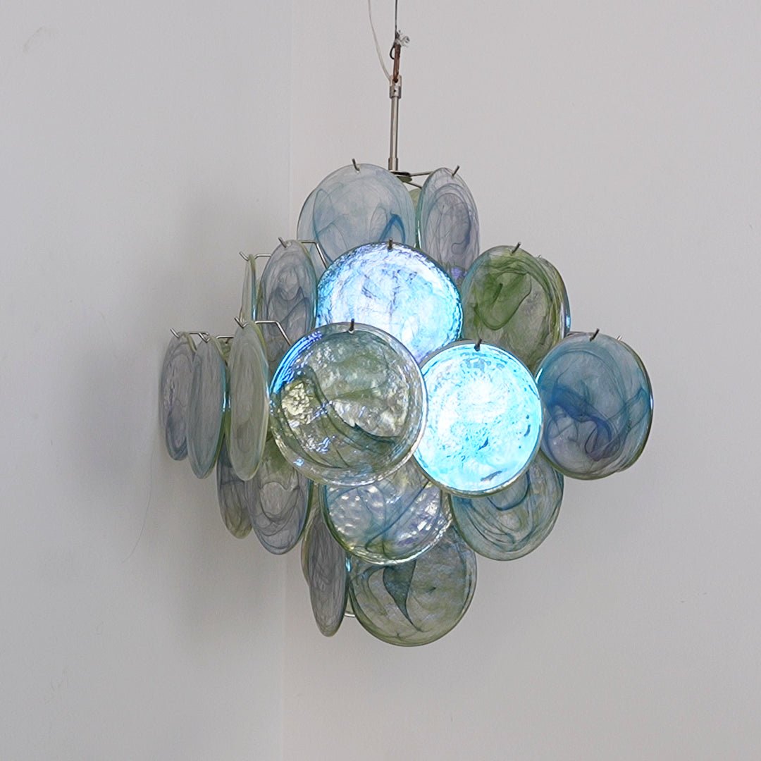 Elowen Chandelier Green Murano Glass Disc Nature-Neutral Decor