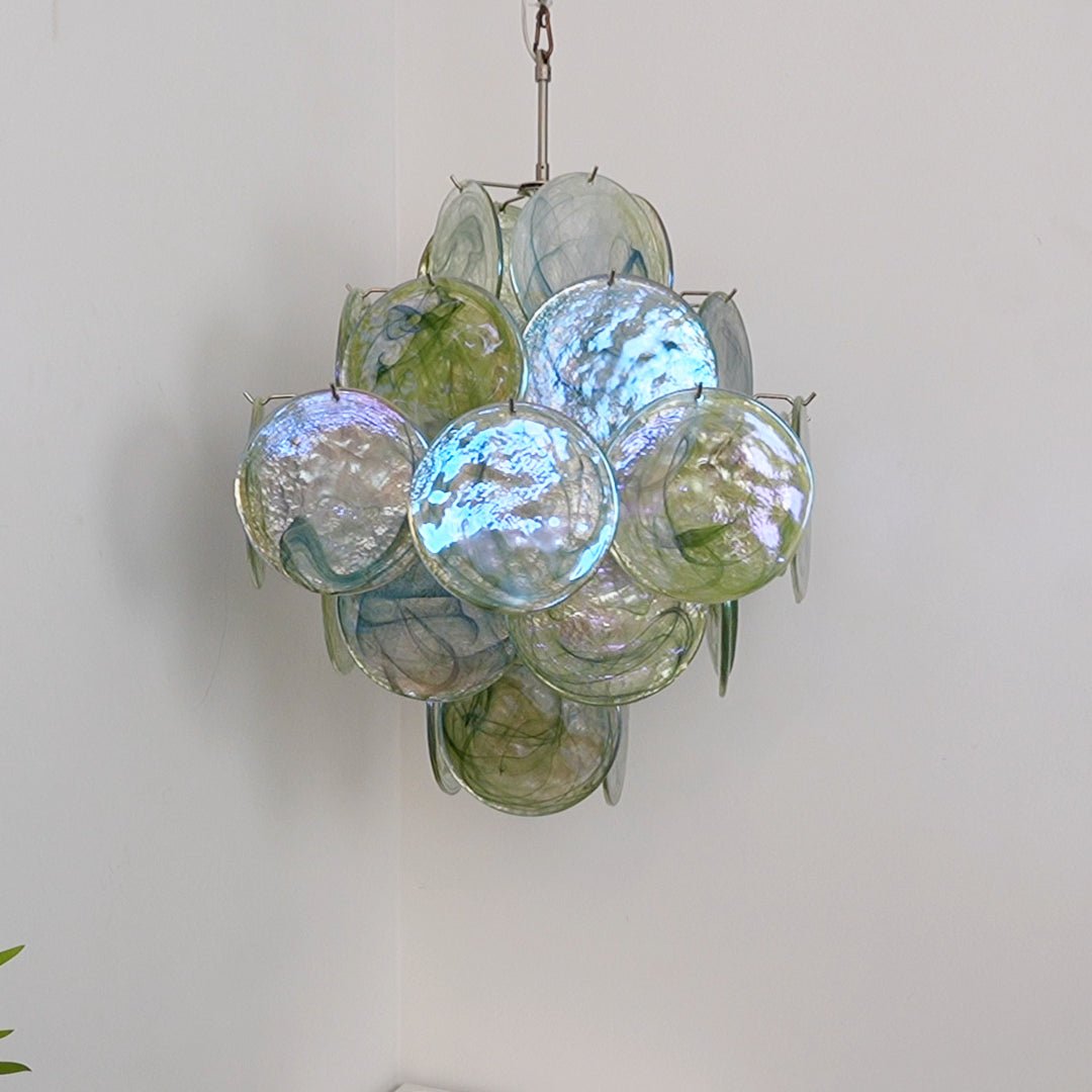 Elowen Chandelier Green Murano Glass Disc Nature-Neutral Decor