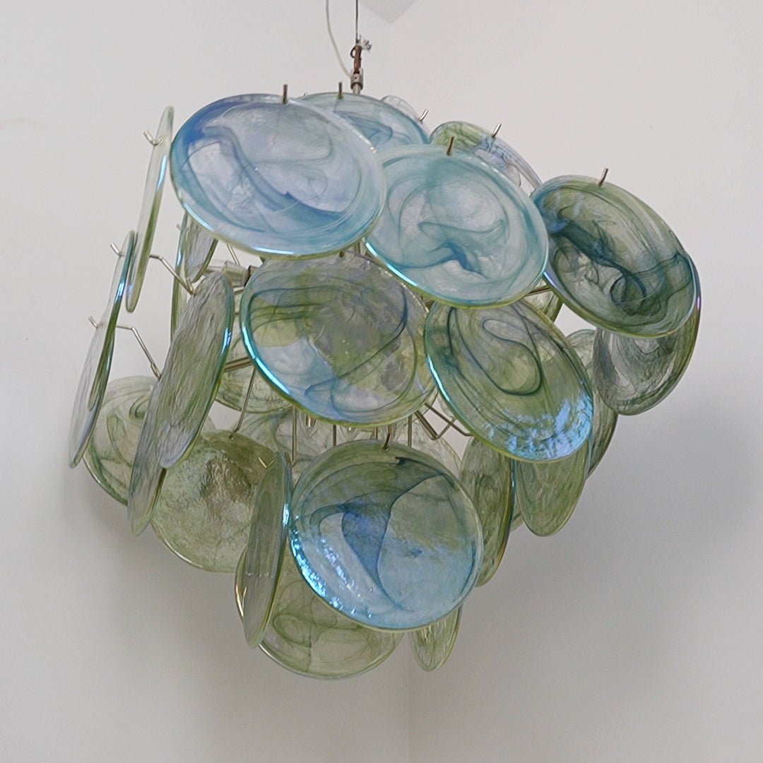 Elowen Chandelier Green Murano Glass Disc Nature-Neutral Decor