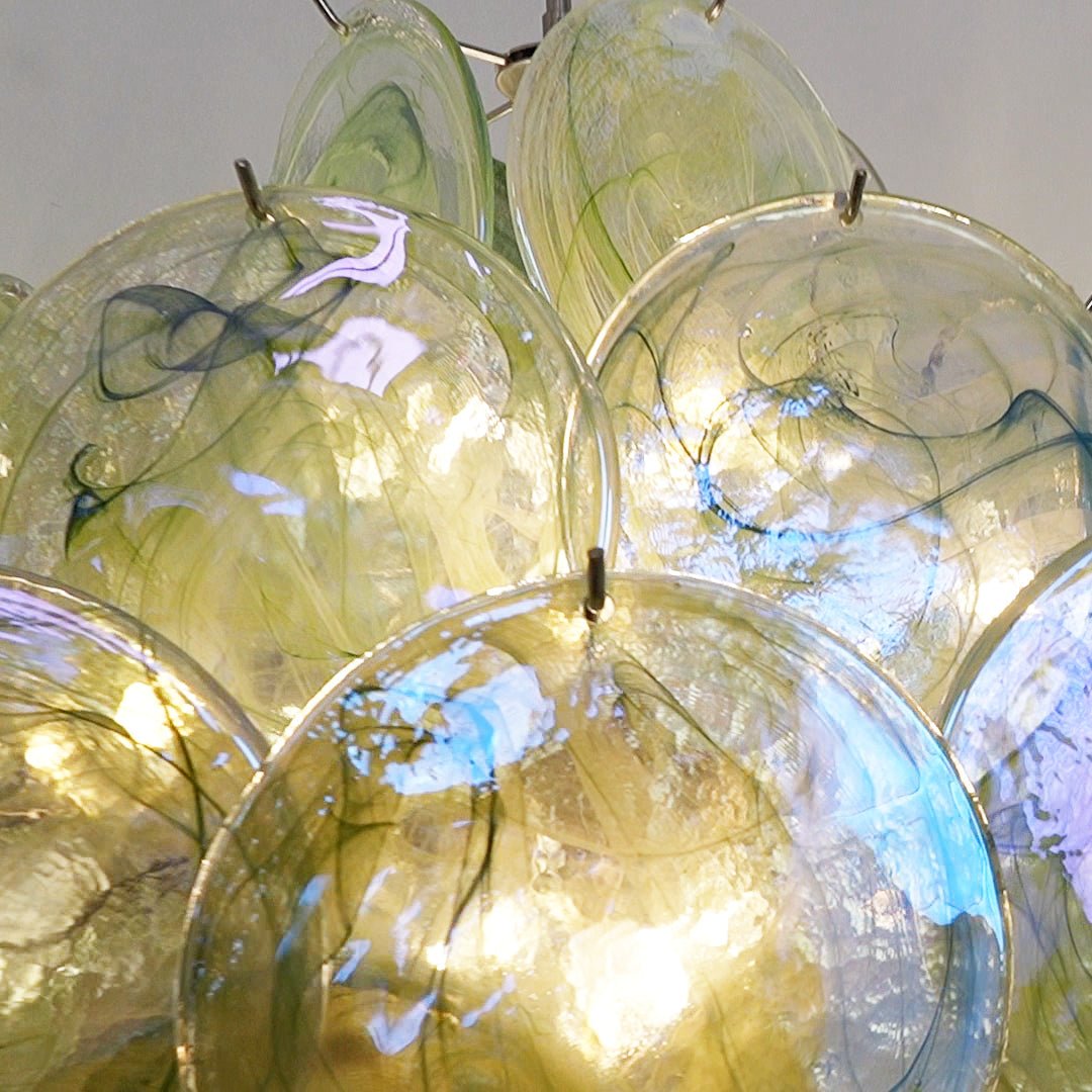 Elowen Chandelier Green Murano Glass Disc Nature-Neutral Decor