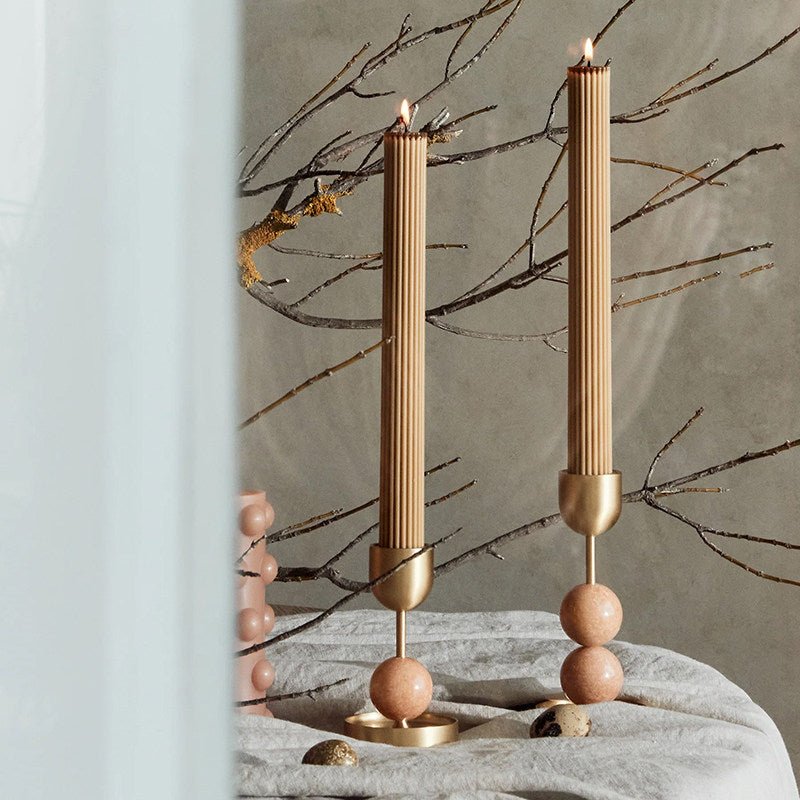 Fuldo Verdant Sphere Candle Holder Brushed Brass Accent Mid-century Interior-Neutral Decor