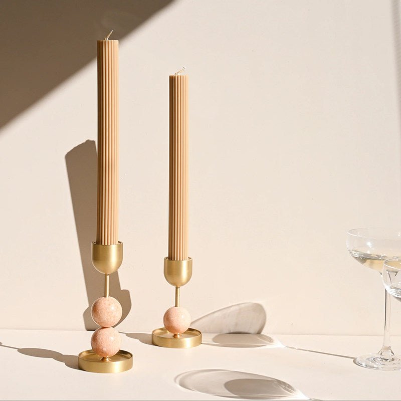 Fuldo Verdant Sphere Candle Holder Brushed Brass Accent Mid-century Interior-Neutral Decor