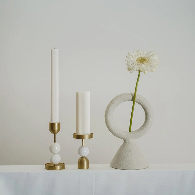 Fuldo Verdant Sphere Candle Holder Brushed Brass Accent Mid-century Interior-Neutral Decor