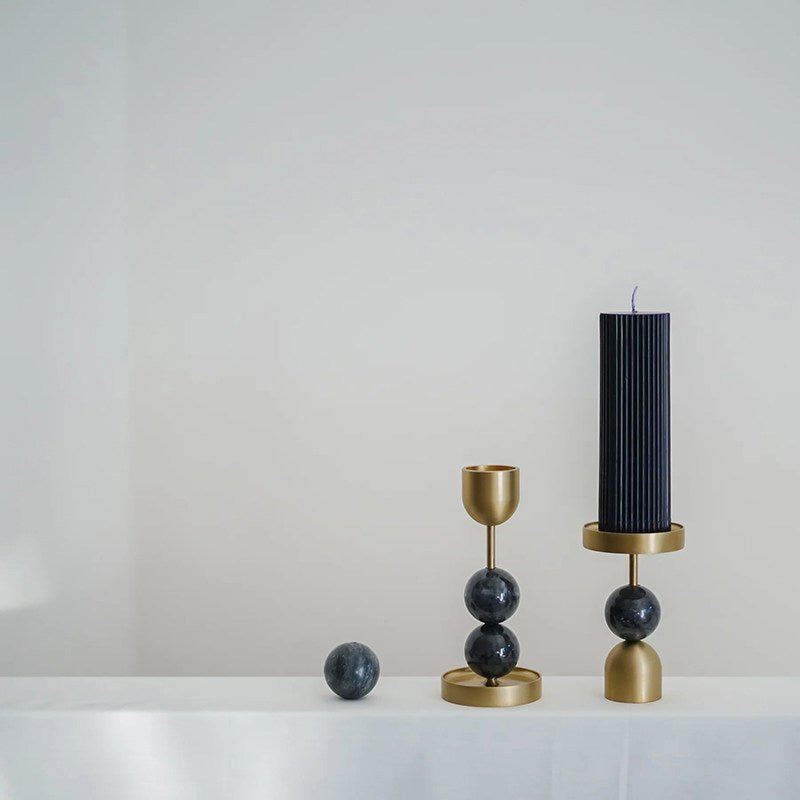 Fuldo Verdant Sphere Candle Holder Brushed Brass Accent Mid-century Interior-Neutral Decor