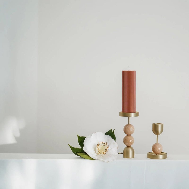 Fuldo Verdant Sphere Candle Holder Brushed Brass Accent Mid-century Interior-Neutral Decor