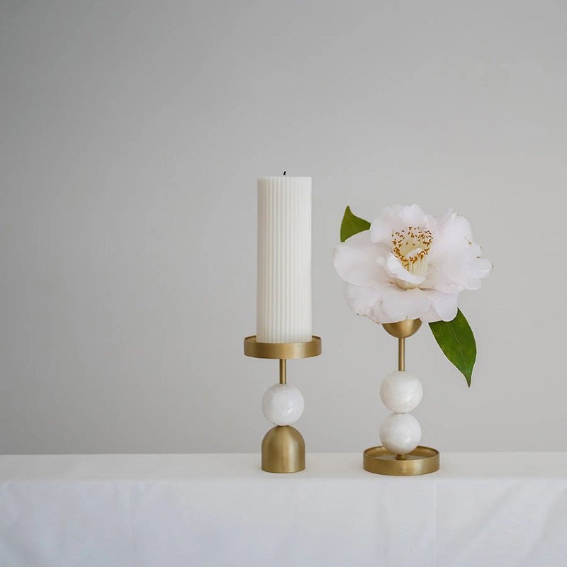 Fuldo Verdant Sphere Candle Holder Brushed Brass Accent Mid-century Interior-Neutral Decor