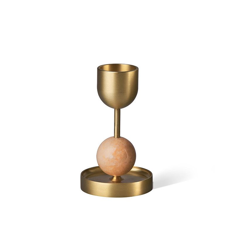Fuldo Verdant Sphere Candle Holder Brushed Brass Accent Mid-century Interior-Neutral Decor