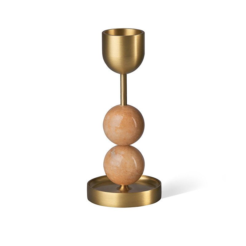 Fuldo Verdant Sphere Candle Holder Brushed Brass Accent Mid-century Interior-Neutral Decor
