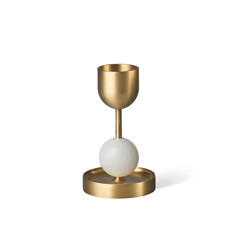Fuldo Verdant Sphere Candle Holder Brushed Brass Accent Mid-century Interior-Neutral Decor